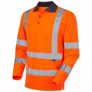 Leo Workwear P06-O Woolsery ISO 20471 Class 3 Coolviz EcoVizRP Sleeved Polo Shirt Orange